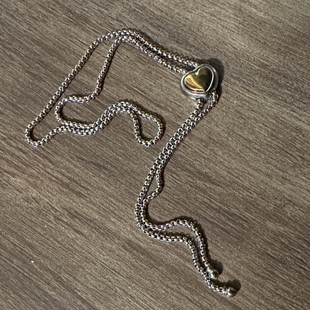 NEW Silver Tone Bolo heart necklace